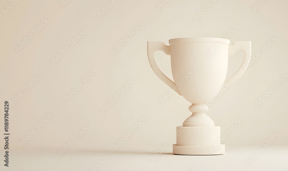 Minimalist beige trophy on light background. Minimalist beige trophy on light background.