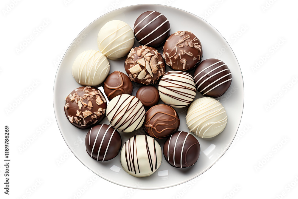 Top View Different Tasty Chocolate Pralines In A Ceramic Plate Isolated On Transparent Background Top View Different Tasty Chocolate Pralines In A Ceramic Plate Isolated On Transparent Background