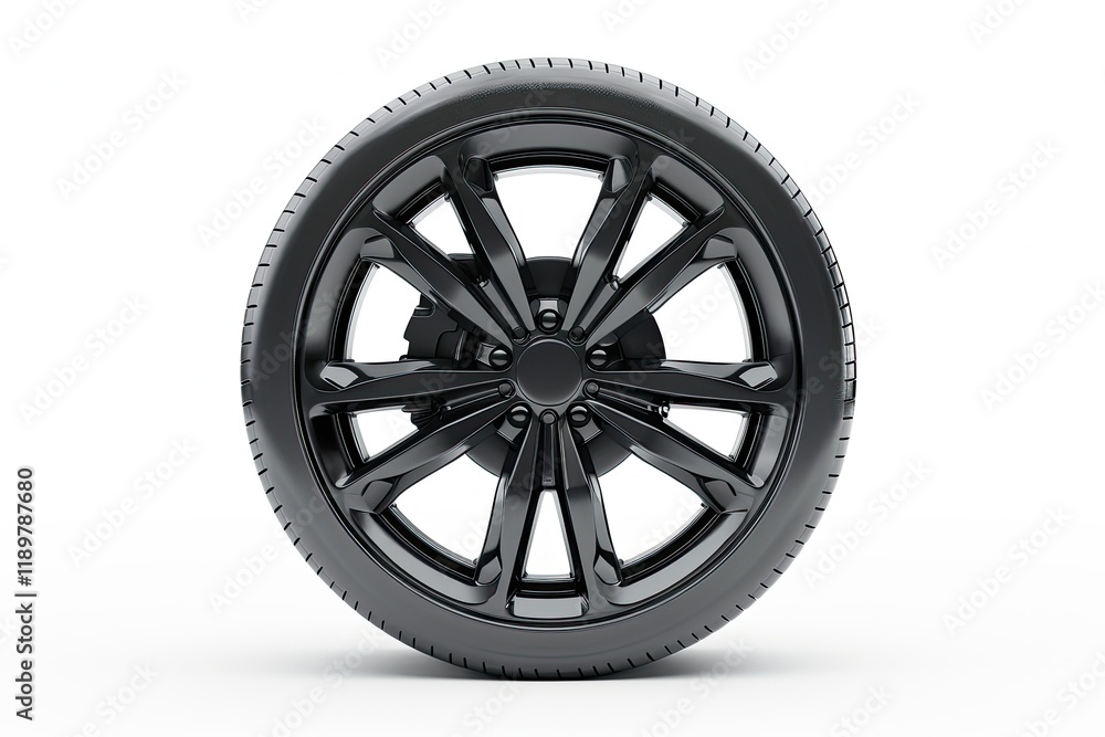 High Resolution Picture of Modern Car Wheel Isolated on White Background High Resolution Picture of Modern Car Wheel Isolated on White Background