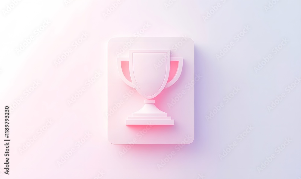 Pink trophy icon on white background. Pink trophy icon on white background.