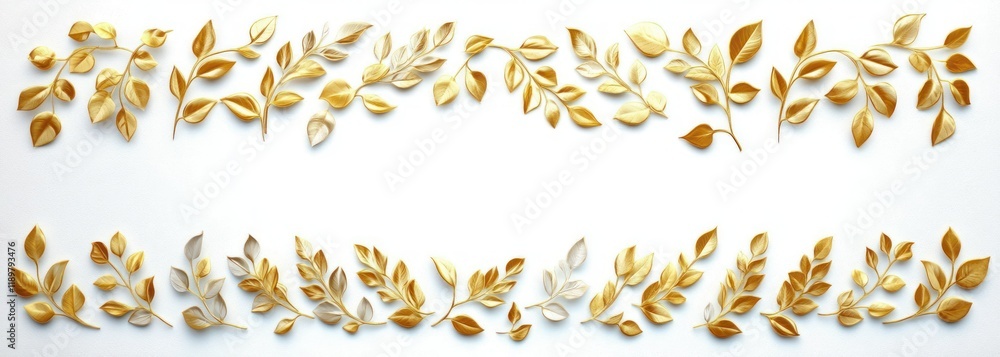 Obraz premium Elegant Golden Laurel Wreaths on White Background for Recognition and Celebration