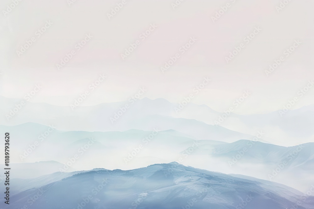 Obraz premium A serene landscape featuring soft, misty mountains and a gentle color palette.