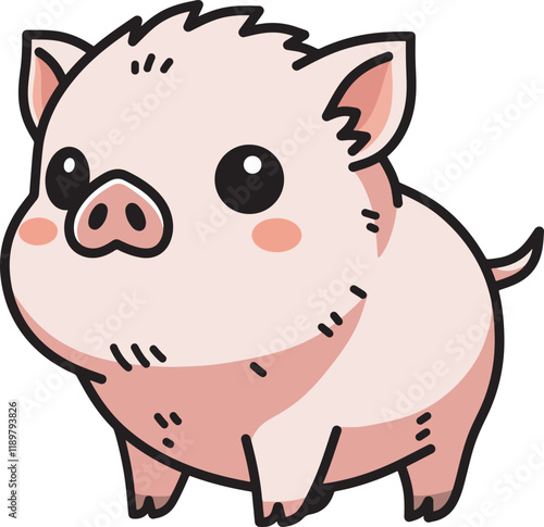 Cute little pig drawing illustration design art