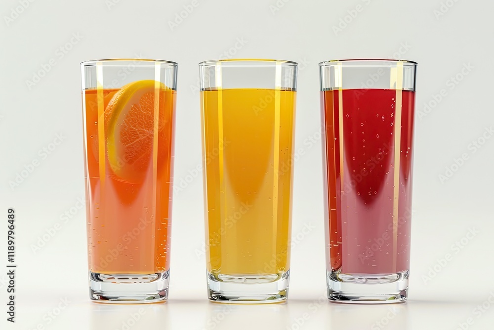 Sharp Picture of Glasses of Tasty Fresh Juice, Isolated on White Sharp Picture of Glasses of Tasty Fresh Juice, Isolated on White