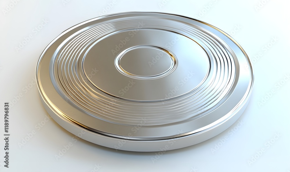 Shiny metallic disc with concentric circles. Shiny metallic disc with concentric circles.