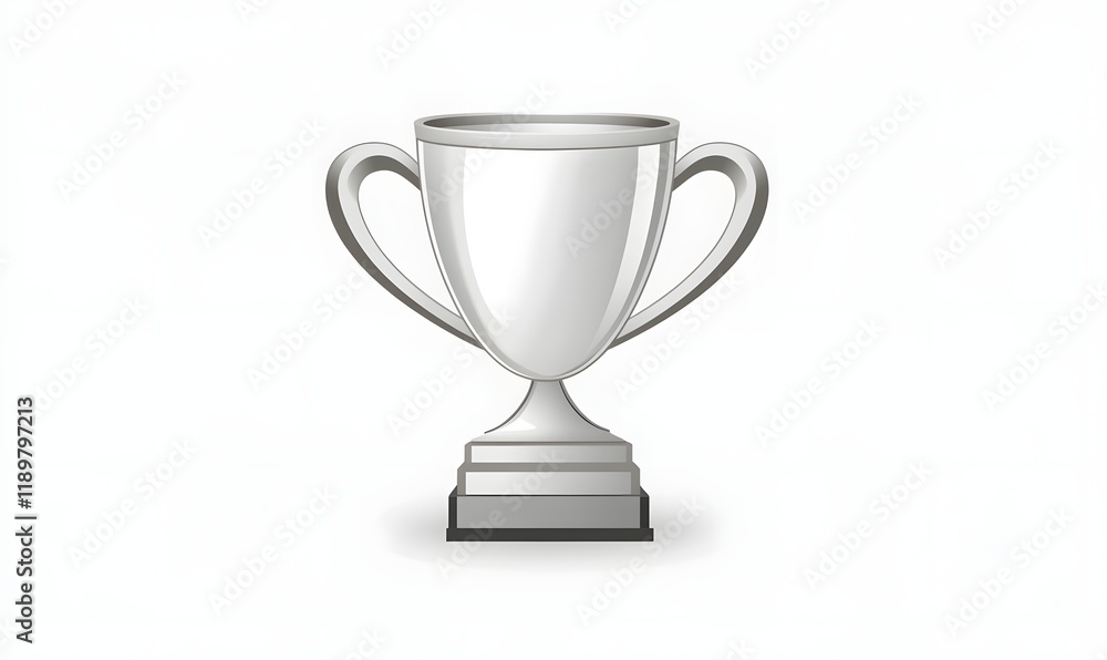 Silver trophy cup with two handles on a pedestal. Silver trophy cup with two handles on a pedestal.