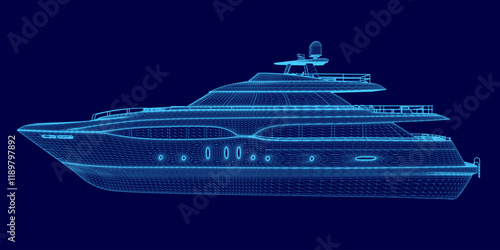 Blue boat with a top and a bottom. The boat is very large and has a lot of detail