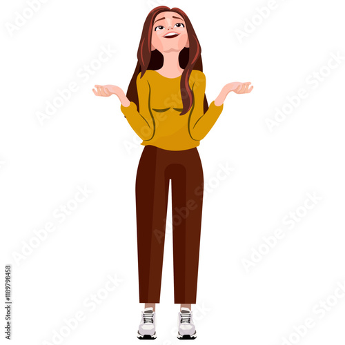 Happy girl looking up without background.eps