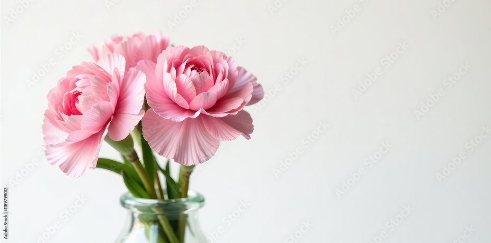 Delicate pink carnations in a vase, isolated on white background, pink flowers, white background, isolated Delicate pink carnations in a vase, isolated on white background, pink flowers, white background, isolated