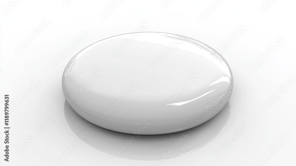 White blank button mockup on reflective surface, studio shot, clean background, ideal for design presentation White blank button mockup on reflective surface, studio shot, clean background, ideal for design presentation