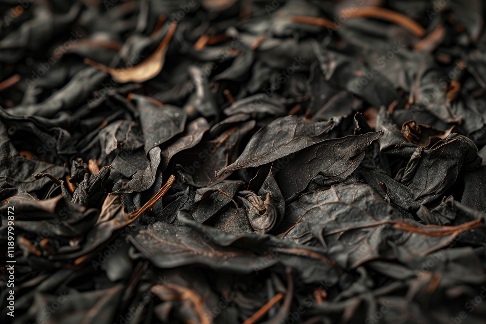 Detailed Image of Black Tea Leaves Close Up Detailed Image of Black Tea Leaves Close Up