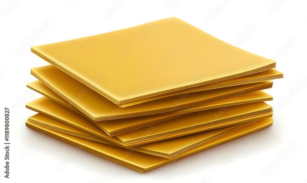 Stack of square, golden, yellow sheets. Stack of square, golden, yellow sheets.