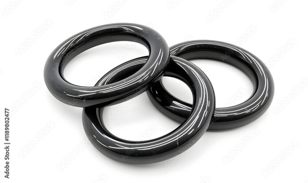 Three black rings interlocked, isolated on white. Three black rings interlocked, isolated on white.