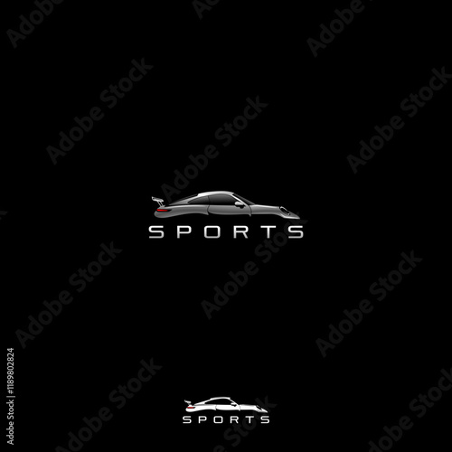 Exotic car logo design with silver color mode