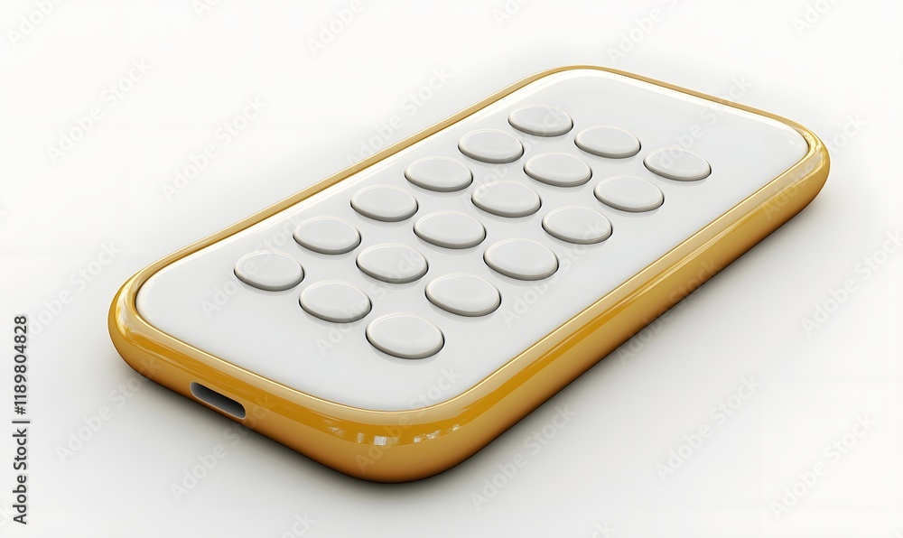 White and gold keypad device on white background. White and gold keypad device on white background.