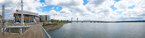 Vancouver, Wa waterfront,  Grant Street Pier and looking South at the I-5 bridge over the Columbia river