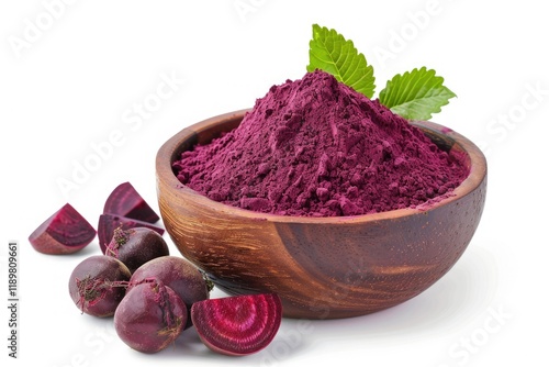 Wallpaper Mural Beetroot Beet Root Powder in Wooden Bowl with Fresh Fruit Isolated on White Background Torontodigital.ca