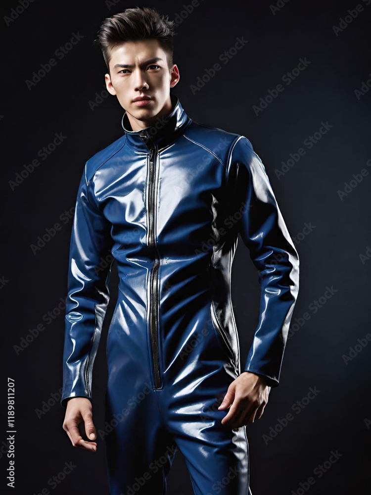 handsome man with leather suit posing on studio background handsome man with leather suit posing on studio background