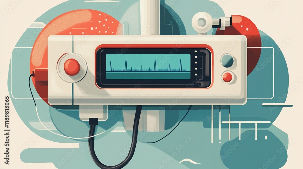 Fototapeta premium Retro Medical Monitor: A Vintage Illustration of Healthcare Technology