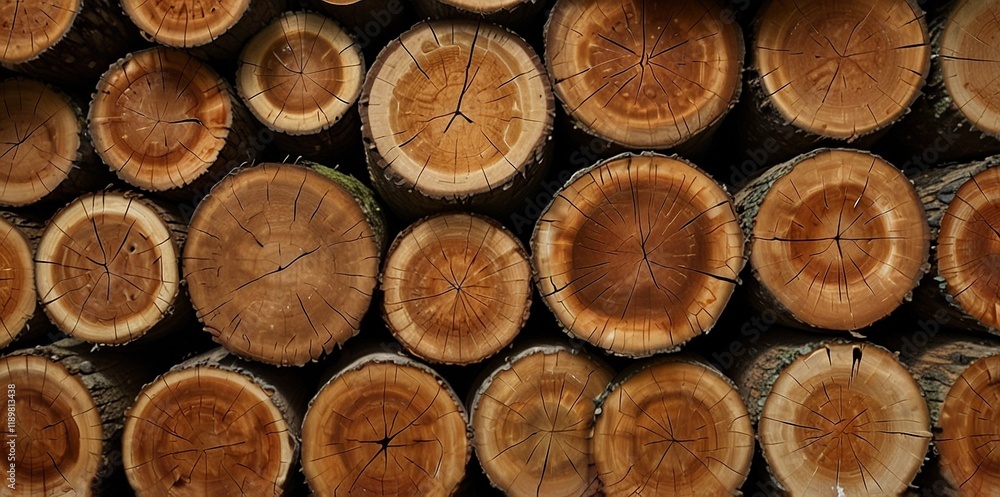 Natural pile of wood logs background arranged in a symmetrical stack. Highlighting organic patterns. Perfect for industrial and decorative use Natural pile of wood logs background arranged in a symmetrical stack. Highlighting organic patterns. Perfect for industrial and decorative use