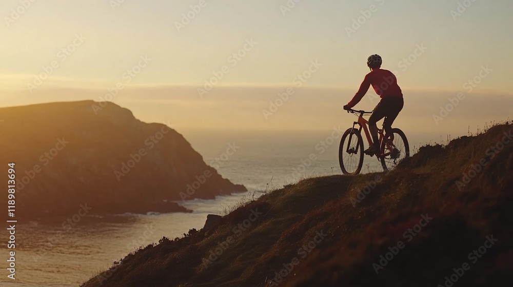 Obraz premium Sunset Coastal Cycling Adventure