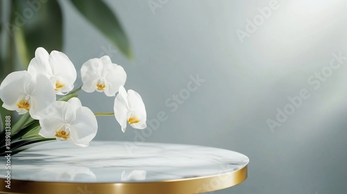Serene White Orchids on Marble Tabletop