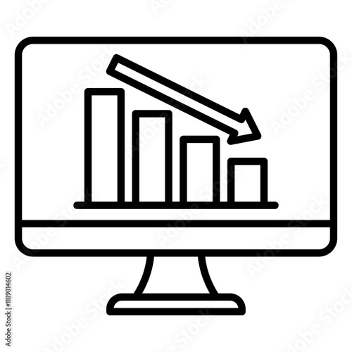 Economic downturn icon with decreasing financial statistics