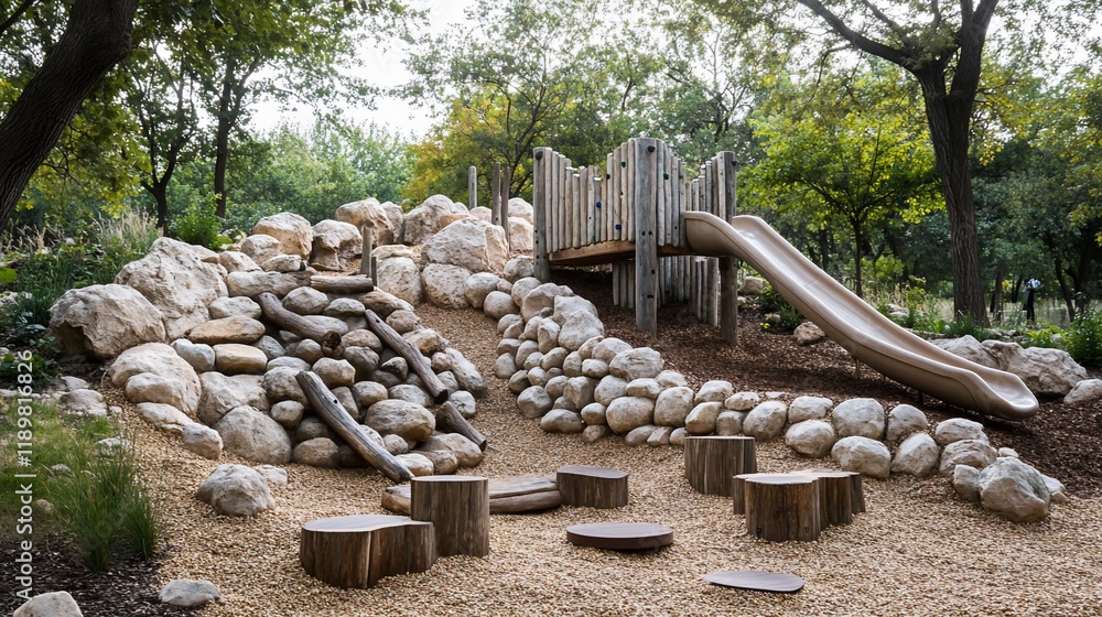 Serene Natural Playscape: A Child's Outdoor Oasis Serene Natural Playscape: A Child's Outdoor Oasis