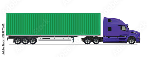 truck side view Vector white auto Cargo empty 3d grey big large box euro car new euro road work haul motor fast white send sending semi ship giga factory hybrid eco zero emission
