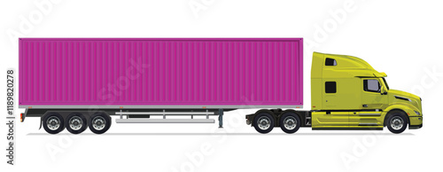 truck side view Vector white auto Cargo empty 3d grey big large box euro car new euro road work haul motor fast white send sending semi ship giga factory hybrid eco zero emission
