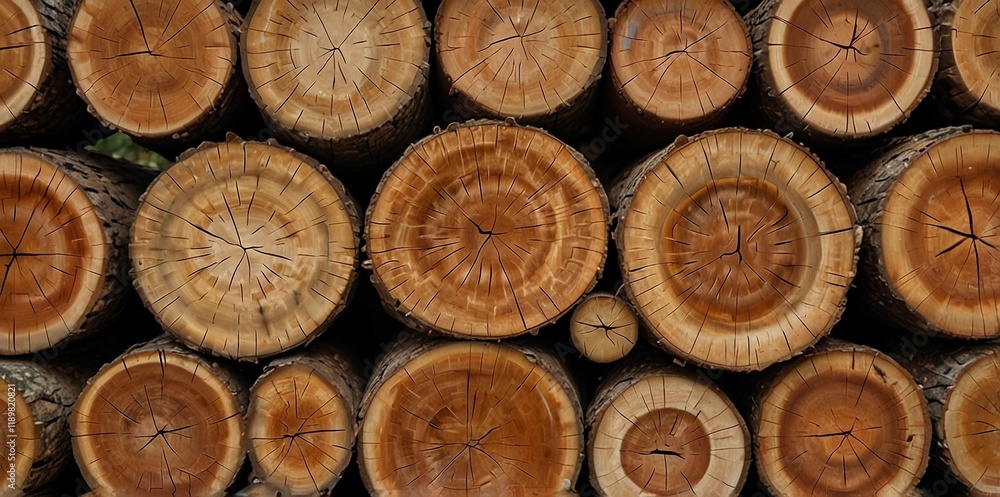 Natural pile of wood logs background arranged in a symmetrical stack. Highlighting organic patterns. Perfect for industrial and decorative use Natural pile of wood logs background arranged in a symmetrical stack. Highlighting organic patterns. Perfect for industrial and decorative use