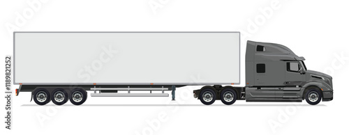 truck side view Vector white auto Cargo empty 3d grey big large box euro car new euro road work haul motor fast white send sending semi ship giga factory hybrid eco zero emission
