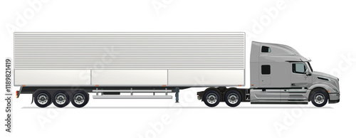 icon logo sign grey truck super auto haul diesel big large heavy long box side view blank dump power euro 3d load semi lorry work safety motor wings vector style detail view white
