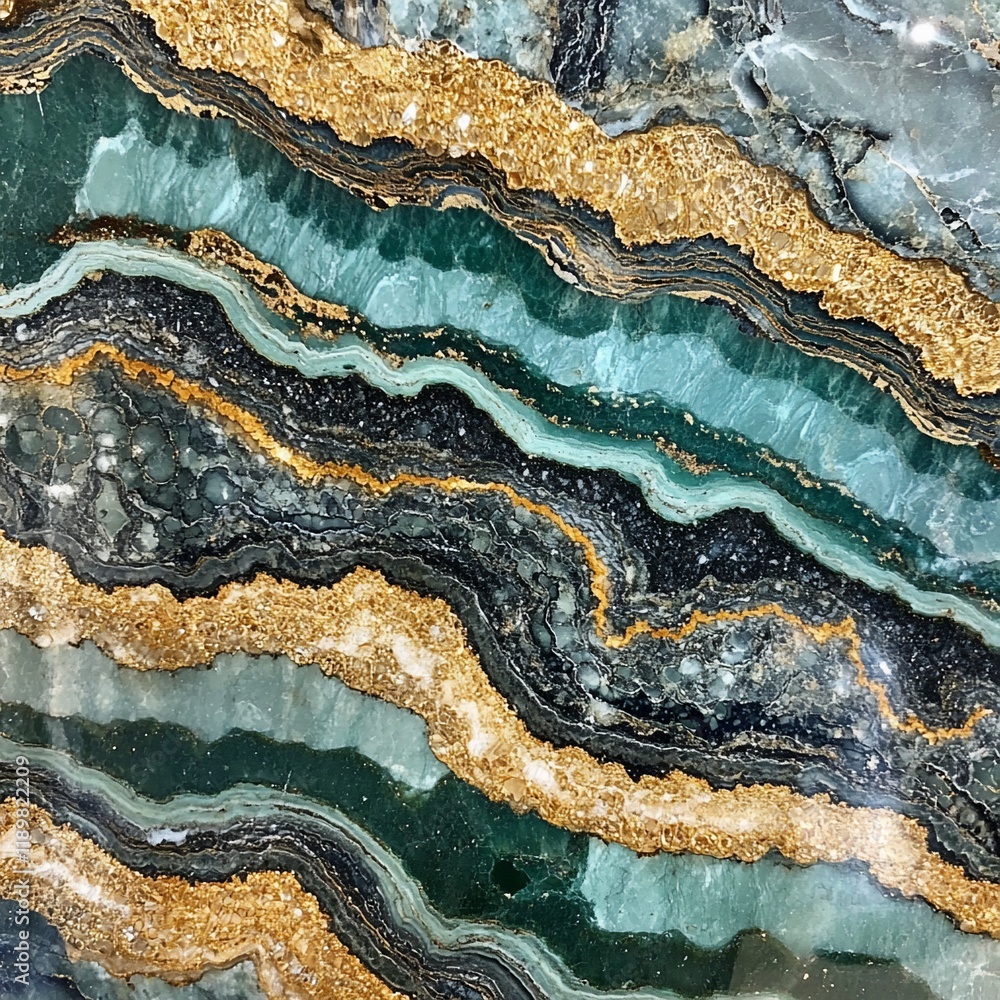 Fototapeta premium Abstract Green and Gold Geode Art