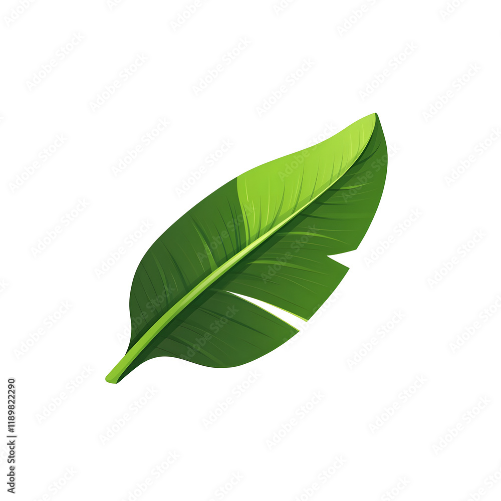 Fototapeta premium Minimalistic Banana Leaf Icon with Bold Shape and Subtle Veins