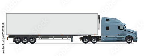 American truck side view Vector white auto Cargo empty 3d big large white box car new euro work haul motor fast white send sending ship giga factory hybrid eco zero emission