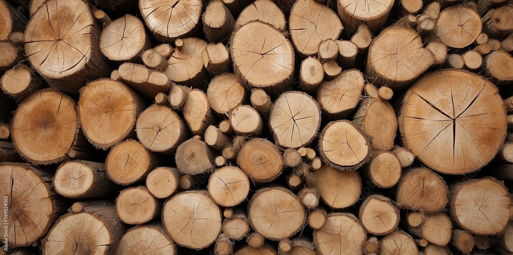 Natural pile of wood logs background arranged in a symmetrical stack. Highlighting organic patterns. Perfect for industrial and decorative use Natural pile of wood logs background arranged in a symmetrical stack. Highlighting organic patterns. Perfect for industrial and decorative use