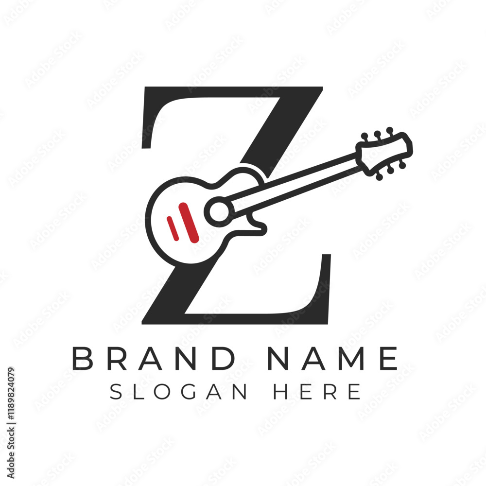 Initial Letter Z Guitar icon with Line Art Style for Chord. Alphabet Z with Musical instrument logo design Initial Letter Z Guitar icon with Line Art Style for Chord. Alphabet Z with Musical instrument logo design