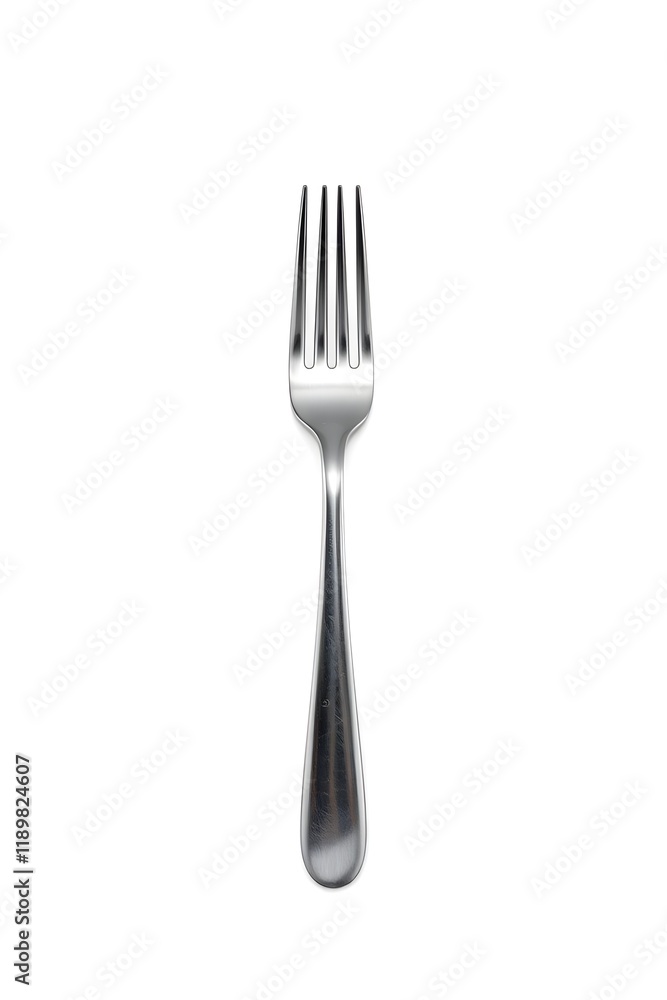 Minimalist Stainless Steel Fork with Polished Finish Isolated on White Background Minimalist Stainless Steel Fork with Polished Finish Isolated on White Background