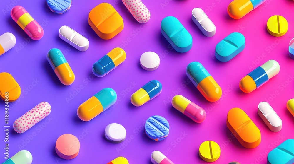 A variety of colorful pills and capsules are displayed neatly, representing medicine and healthcare. A variety of colorful pills and capsules are displayed neatly, representing medicine and healthcare.