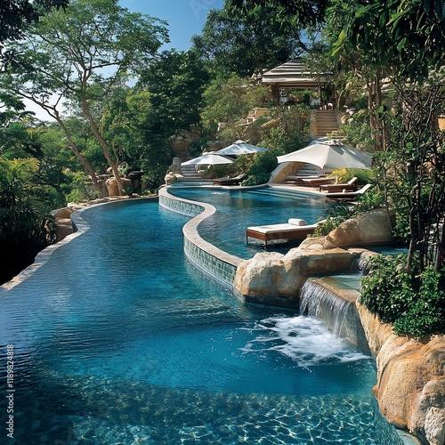 Luxury Resort Infinity Pool in Tropical Paradise photo