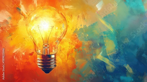 A vibrant illustration representing the concept of a bright idea and creative thinking. photo