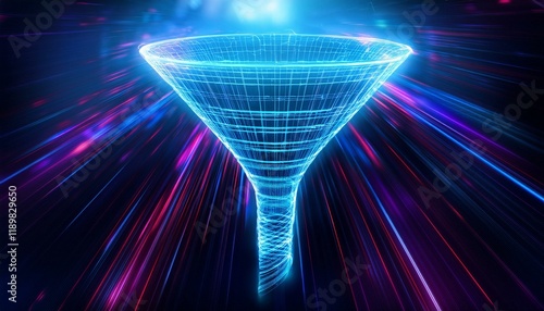 electrical impulse binary code futuristic wave neon streaming data stream 3d illustration  photo