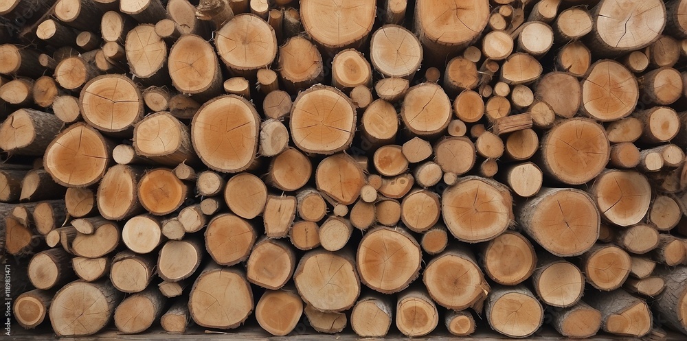 Natural pile of wood logs background arranged in a symmetrical stack. Highlighting organic patterns. Perfect for industrial and decorative use Natural pile of wood logs background arranged in a symmetrical stack. Highlighting organic patterns. Perfect for industrial and decorative use