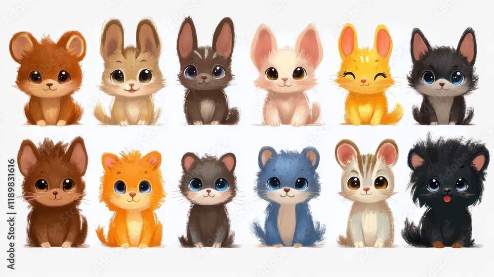 Cute cartoon animals set. illustration of a cute animal collection Cute cartoon animals set. illustration of a cute animal collection