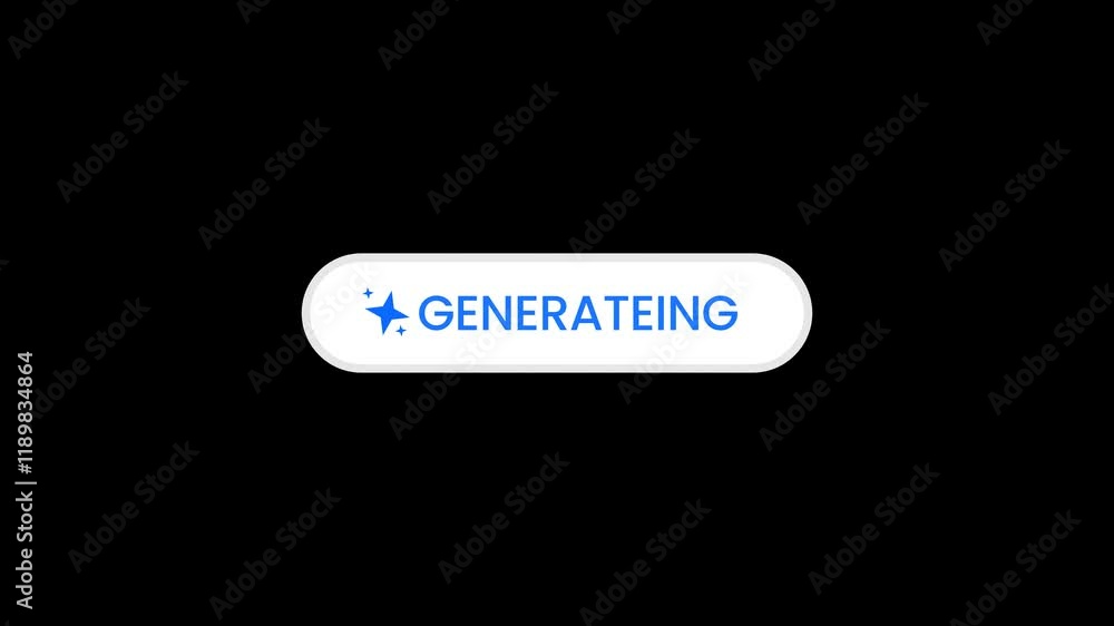 Generate AI button animation. LLM artificial intelligence motion. Machine learning generation process. Click to generate text and image prompt. Chat brain assistant. 4K Alpha. Mov