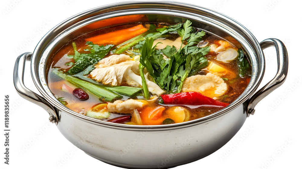 pot of broth to cook Thai hot pot isolated on white background.
pot of broth to cook Thai hot pot isolated on white background.