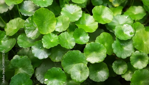 green leaves of centella asiatica asiatic pennywort centella asiatica linn urban tropical  photo