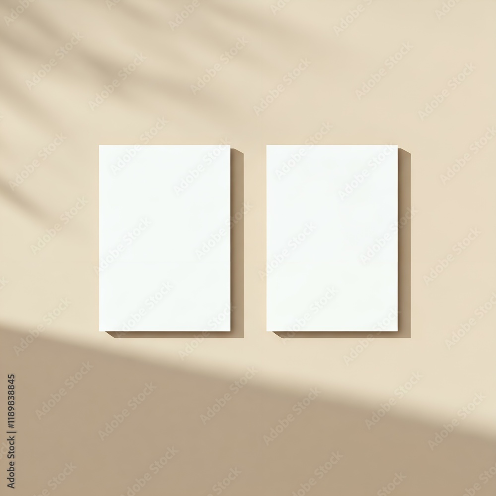 Blank Business Cards Mockup in Soft Beige Studio Setting Blank Business Cards Mockup in Soft Beige Studio Setting