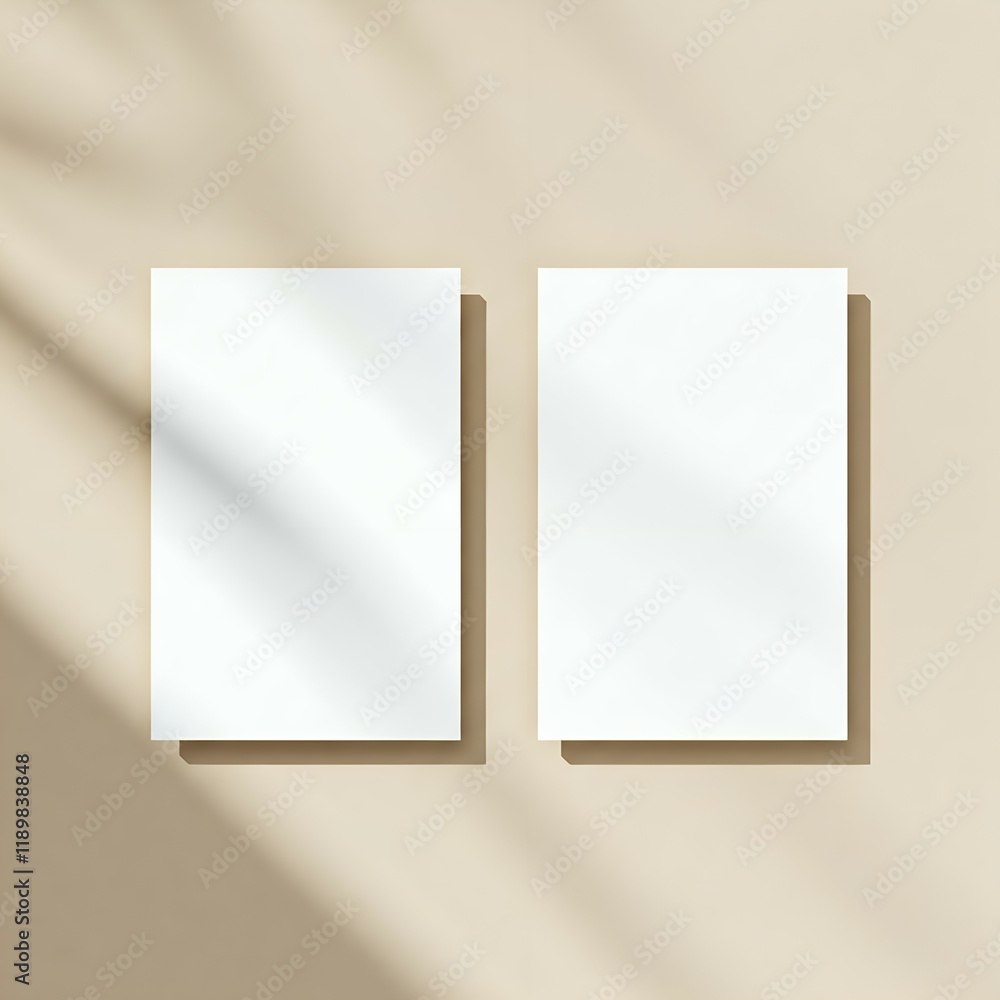 Blank Business Cards Mockup in Soft Beige Studio Setting Blank Business Cards Mockup in Soft Beige Studio Setting